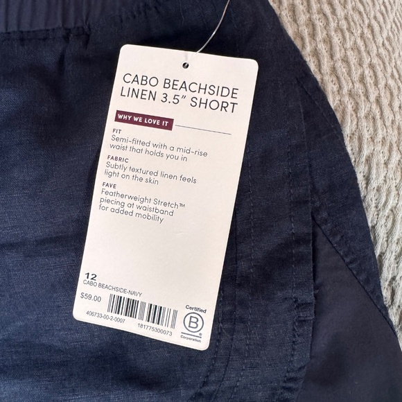Athleta Cabo Beachside Linen Short 3.5” size 12 NWT - Picture 4 of 4